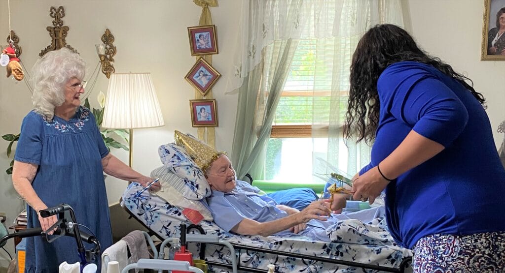 Mr. And Mrs. Poynter celebrate Mr. Poynter's birthday at home with home hospice care.