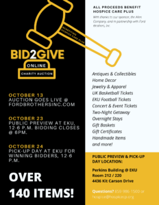 A flyer for the 2023 BID2GIVE Online Charity Auction